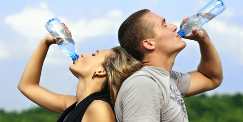 Couple Drinking Sparkling Water